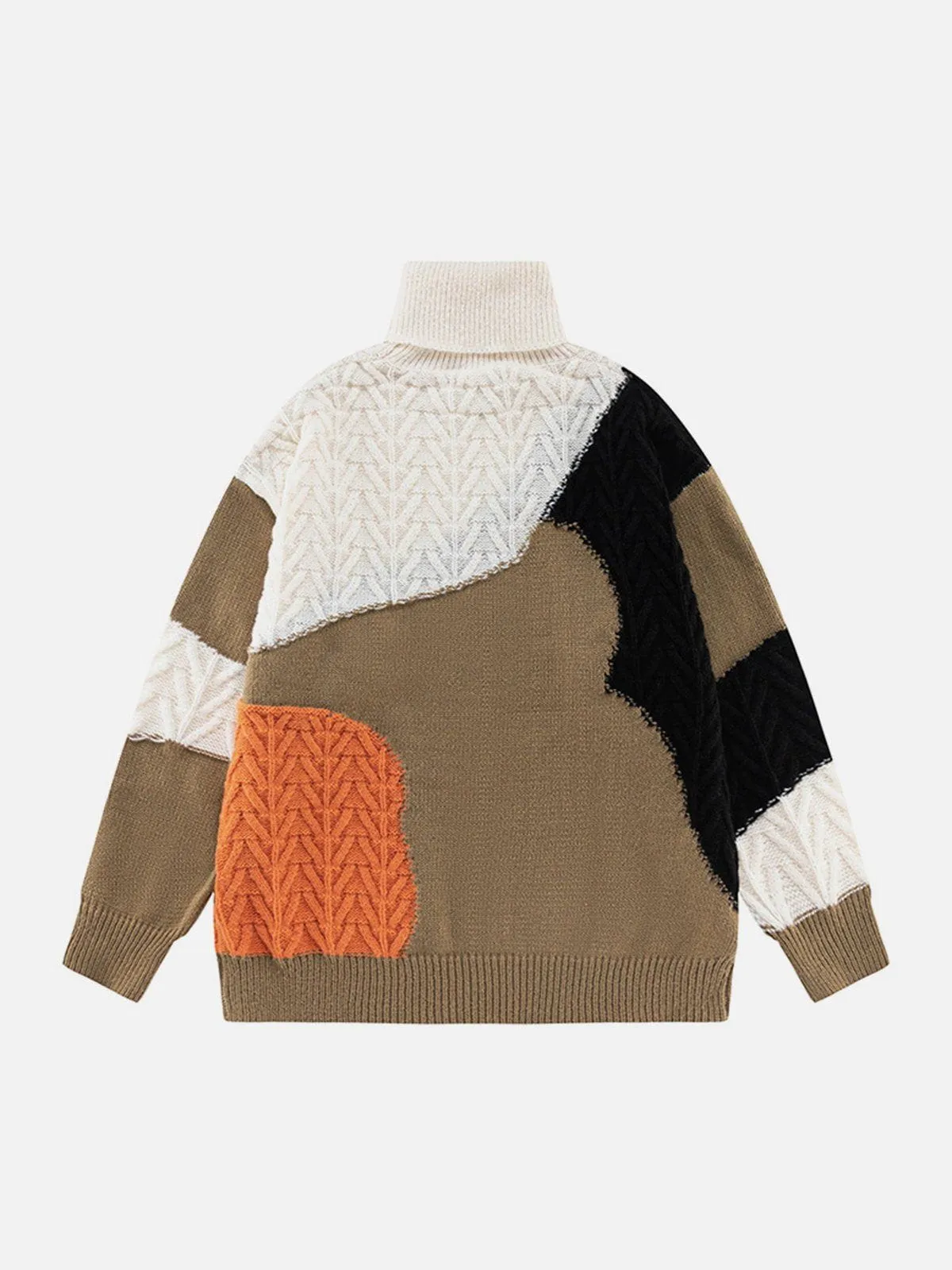 AlanBalen® - Contrast Patchwork Turtleneck Sweater