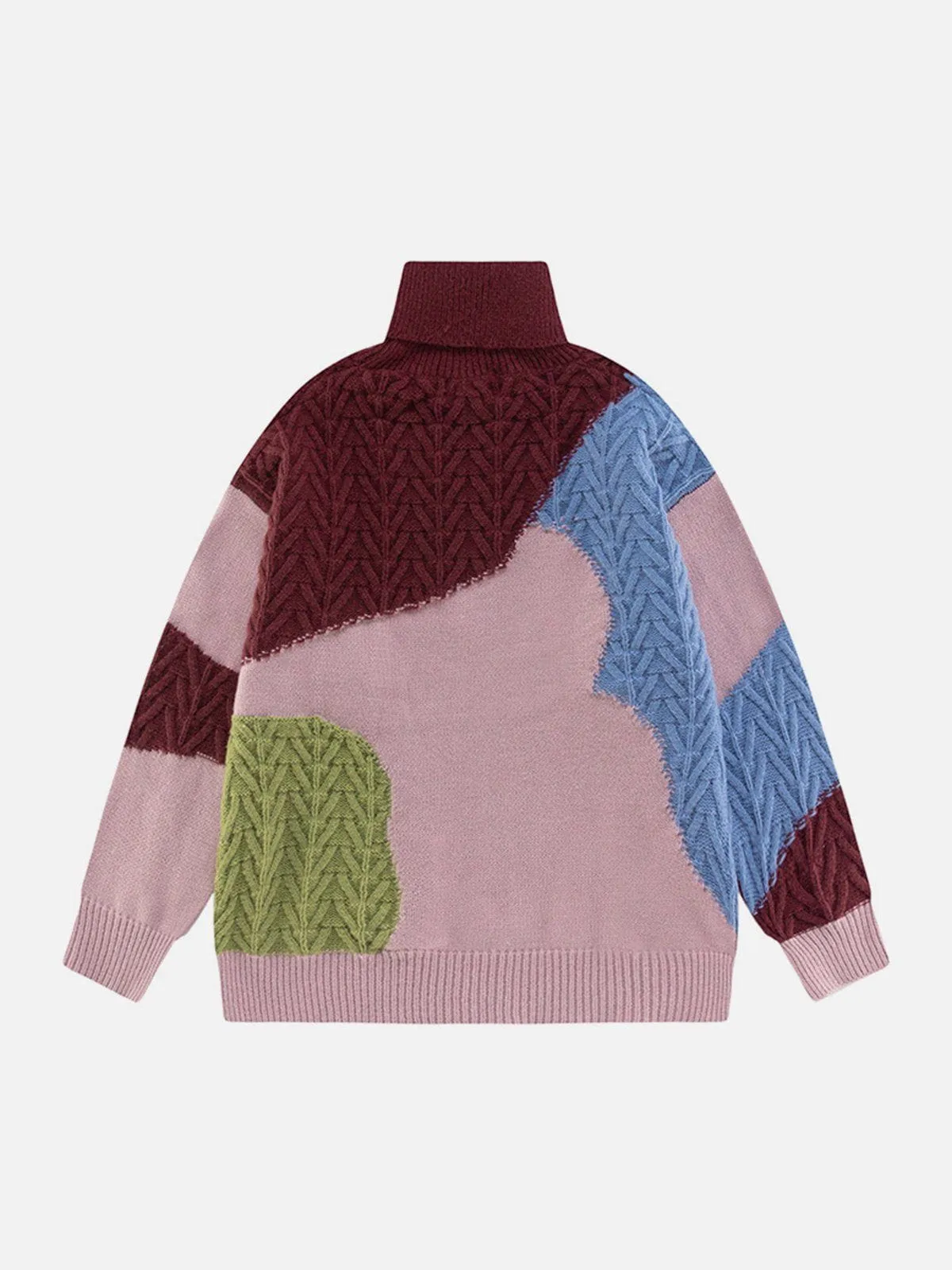 AlanBalen® - Contrast Patchwork Turtleneck Sweater