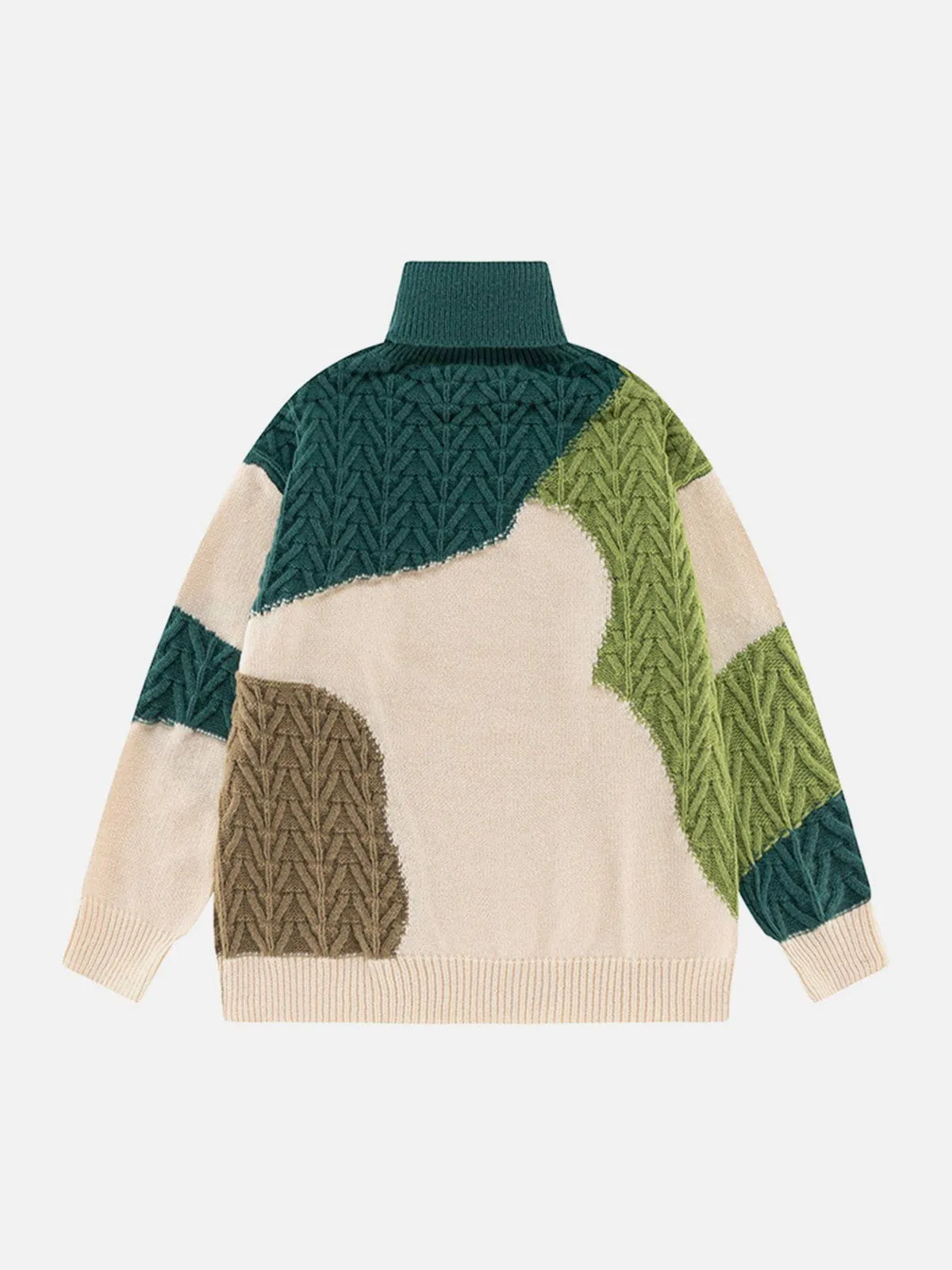 AlanBalen® - Contrast Patchwork Turtleneck Sweater