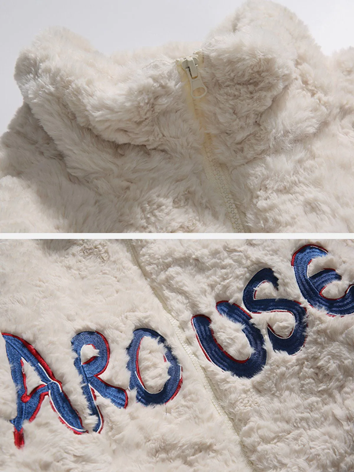 AlanBalen® - Embroidered Lettering Sherpa Coat