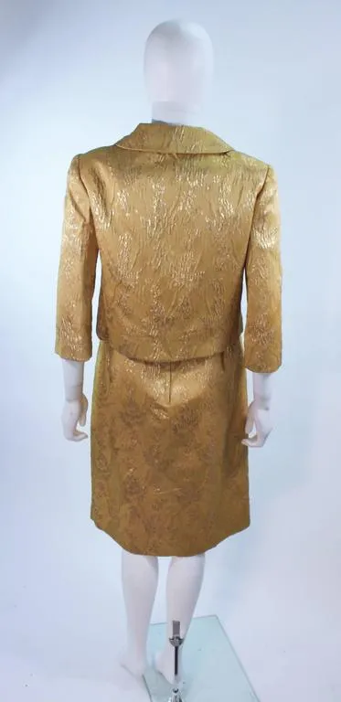 ANDREW ARKON 1960s Yellow Brocade Dress Ensemble Size 4