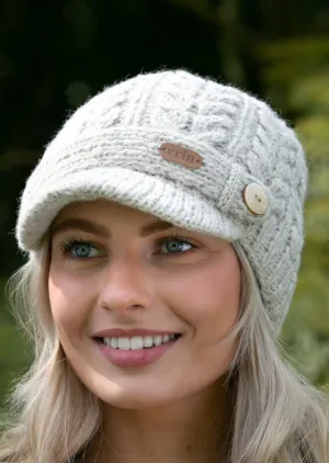 Aran Cable Peak Hat | Oatmeal