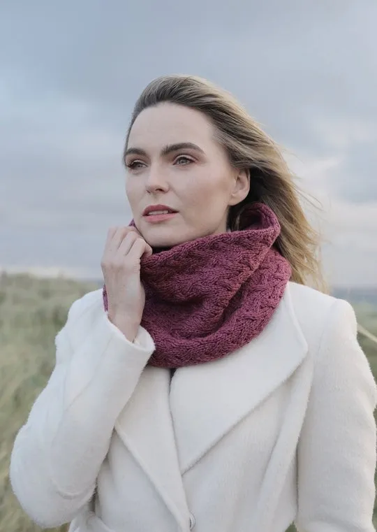 Aran Infinity Cable Scarf | Raspberry