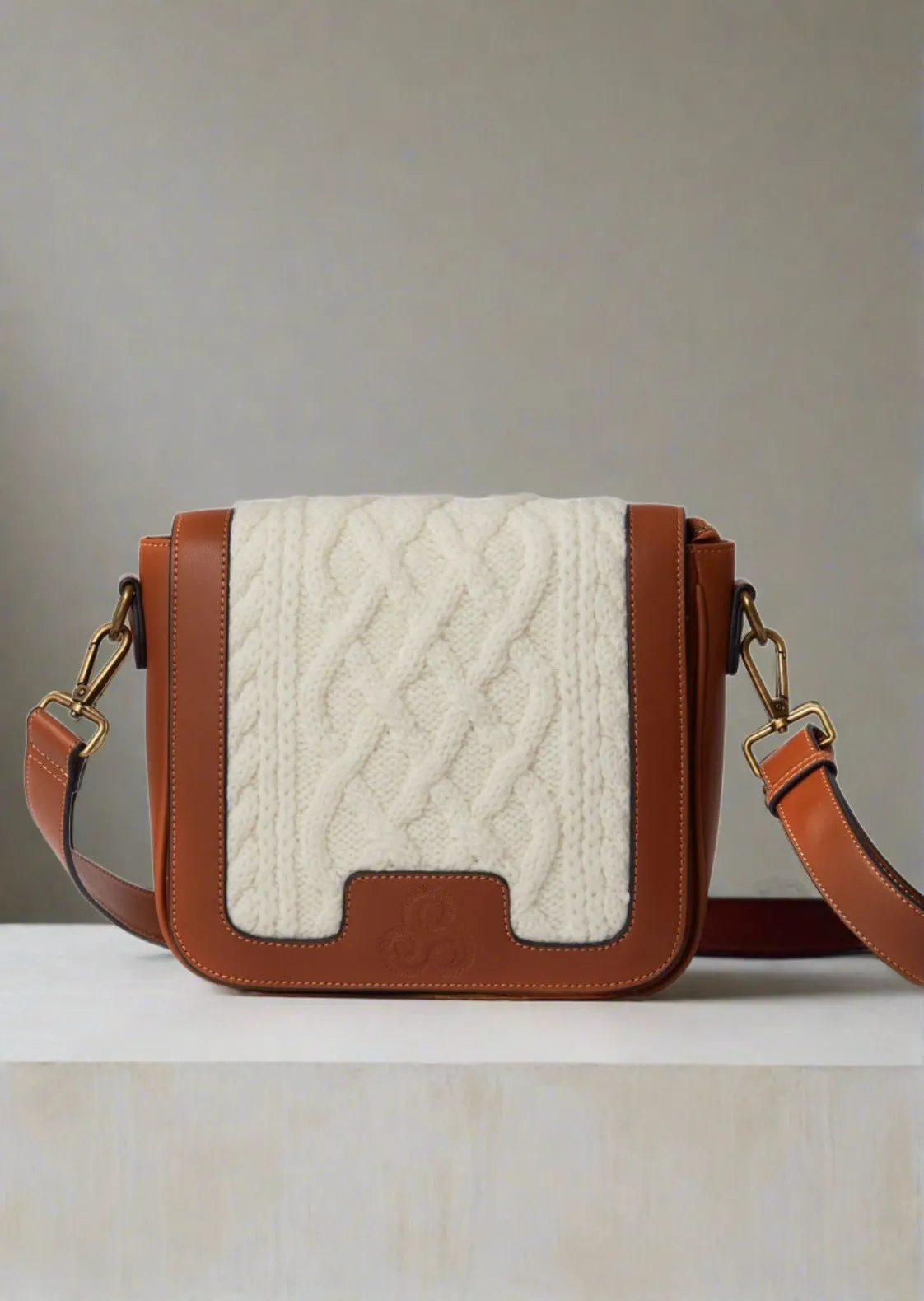 Aran Knit Leather Traditional Bag