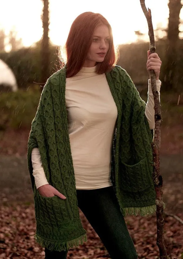 Aran Pocket Shawl | Green