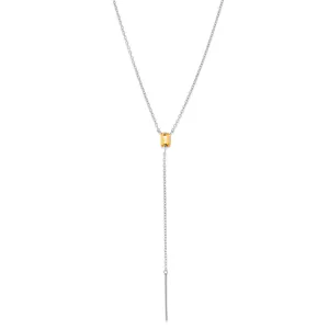 Baguette Lariat, Citrine, Silver