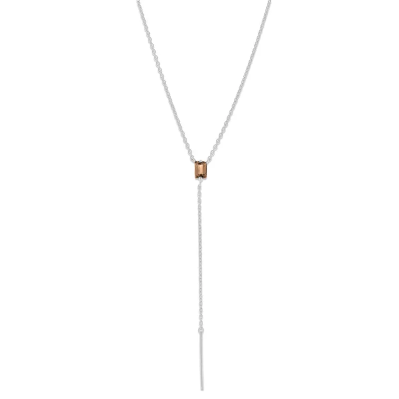 Baguette Lariat, Smokey Quartz, Silver