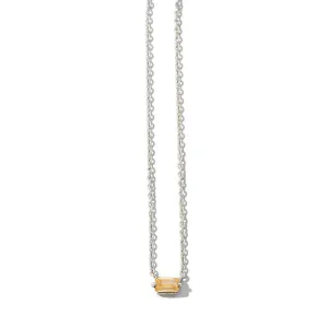 Baguette Mini Necklace, Citrine, Silver