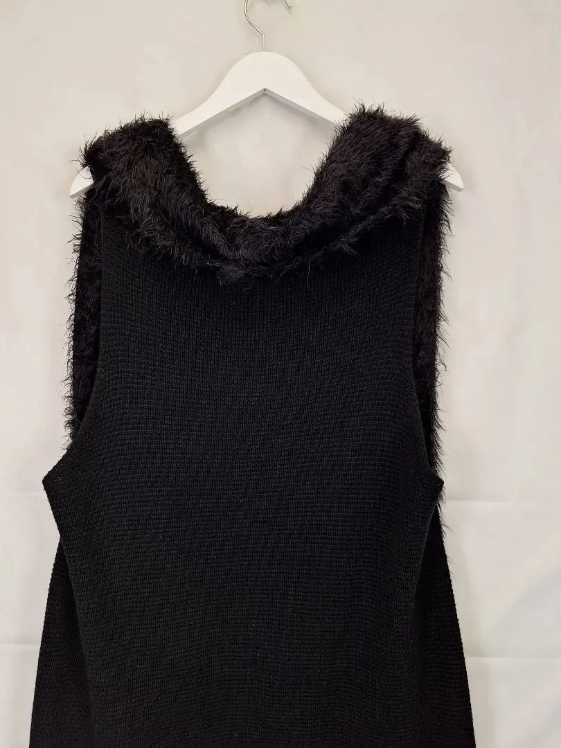 Blue Illusion Stylish Sleeveless Stretch Fur Cardigan Size 20