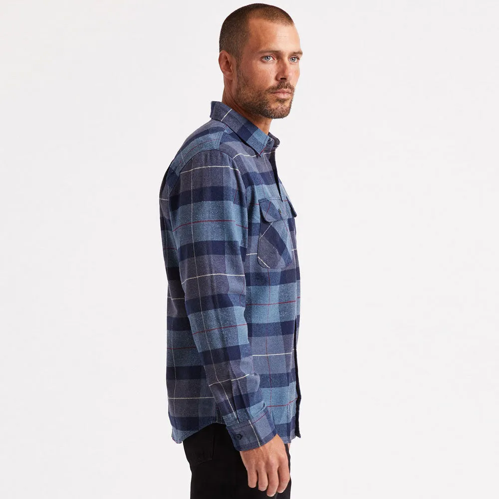 Brixton Bowery Flannel Long Sleeve Shirt Navy Carolina Blue