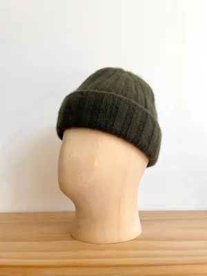 Cableami Dark Olive Cashmere Knit Beanie