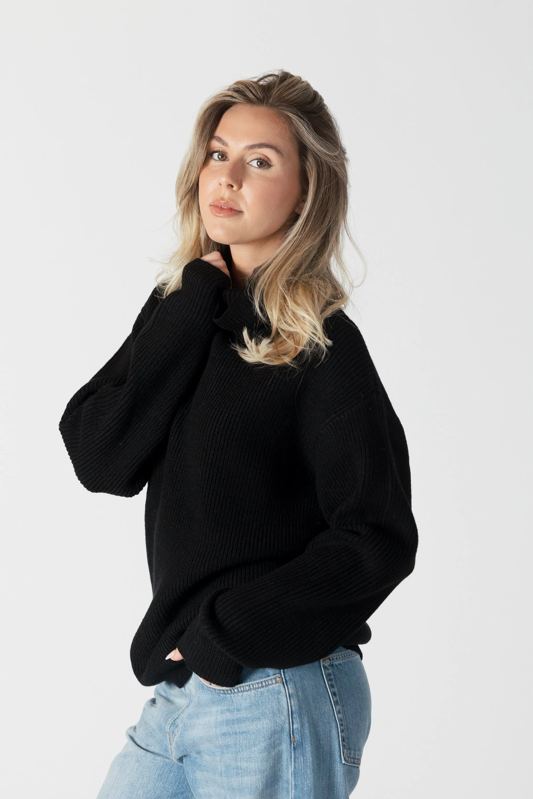 CHADWICK RIBBED RELAXED MOCK NECK SWEATER