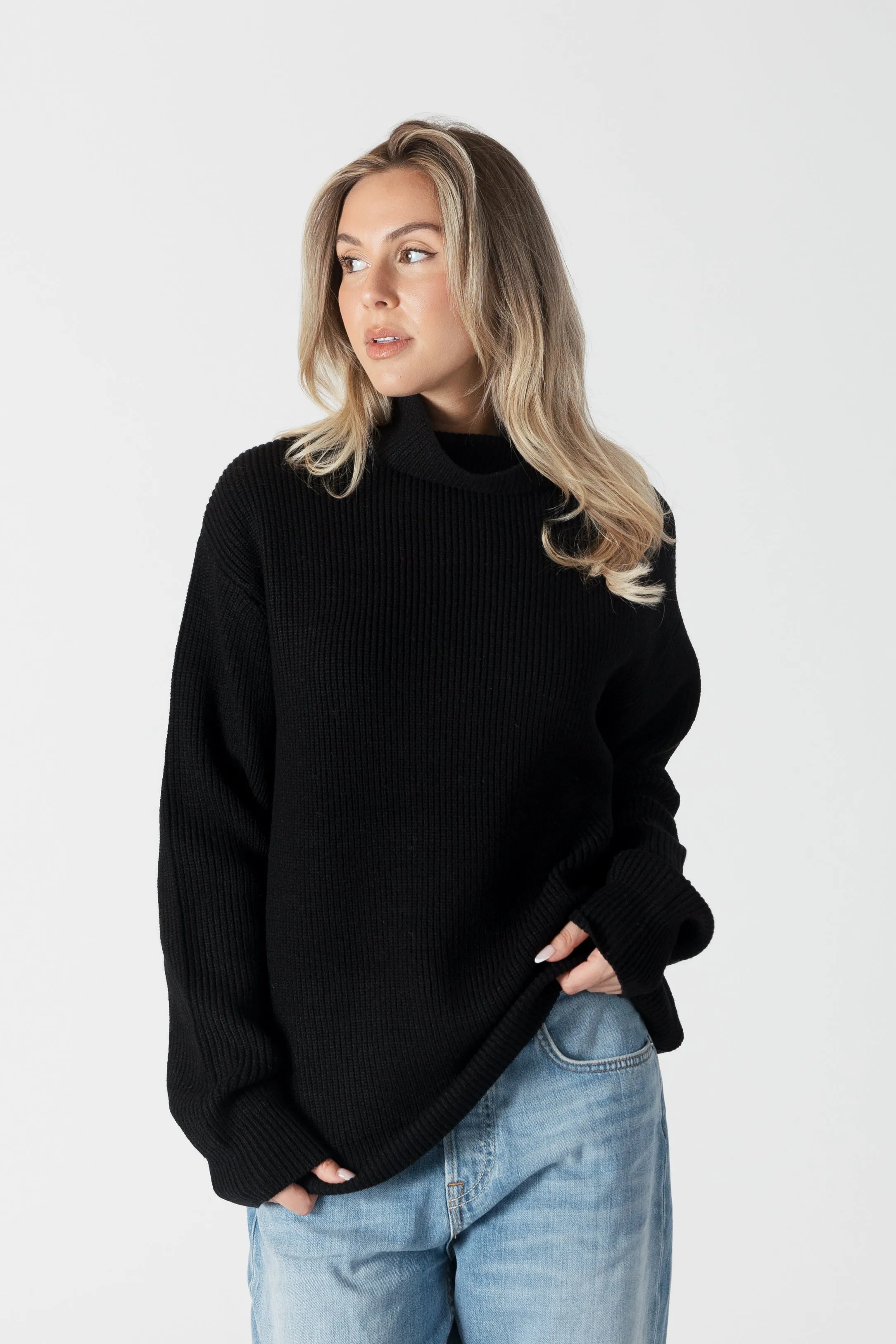 CHADWICK RIBBED RELAXED MOCK NECK SWEATER