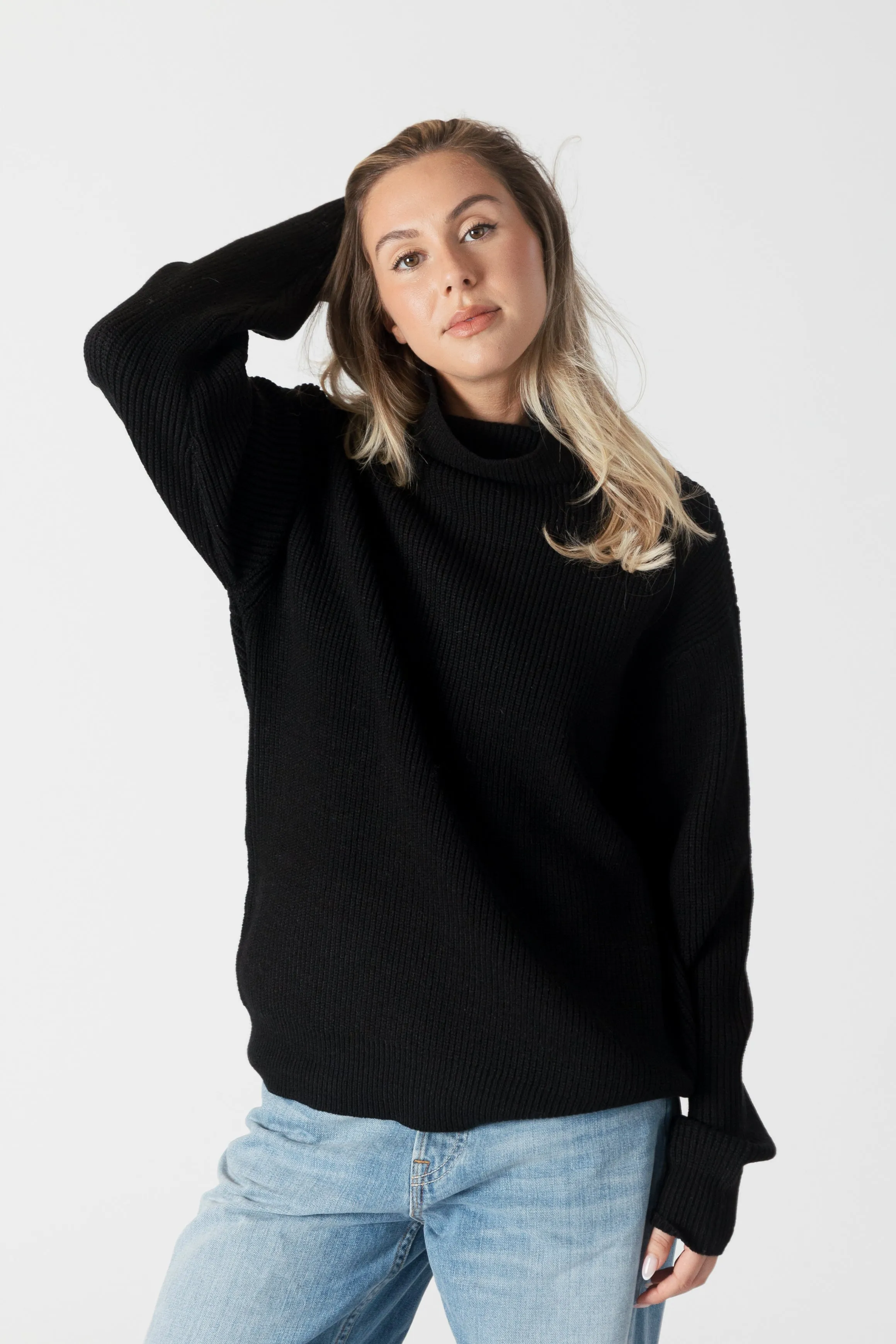 CHADWICK RIBBED RELAXED MOCK NECK SWEATER