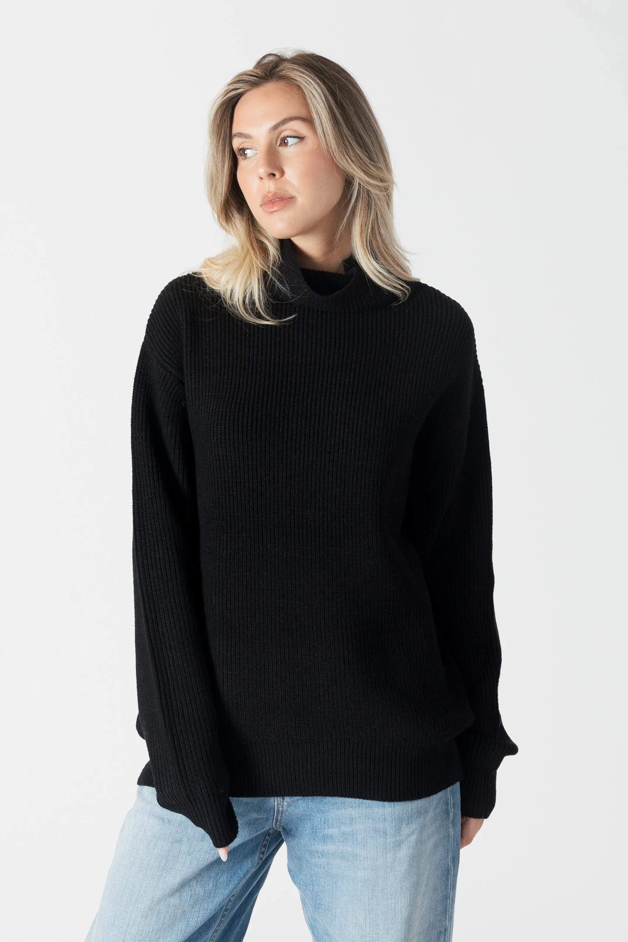 CHADWICK RIBBED RELAXED MOCK NECK SWEATER