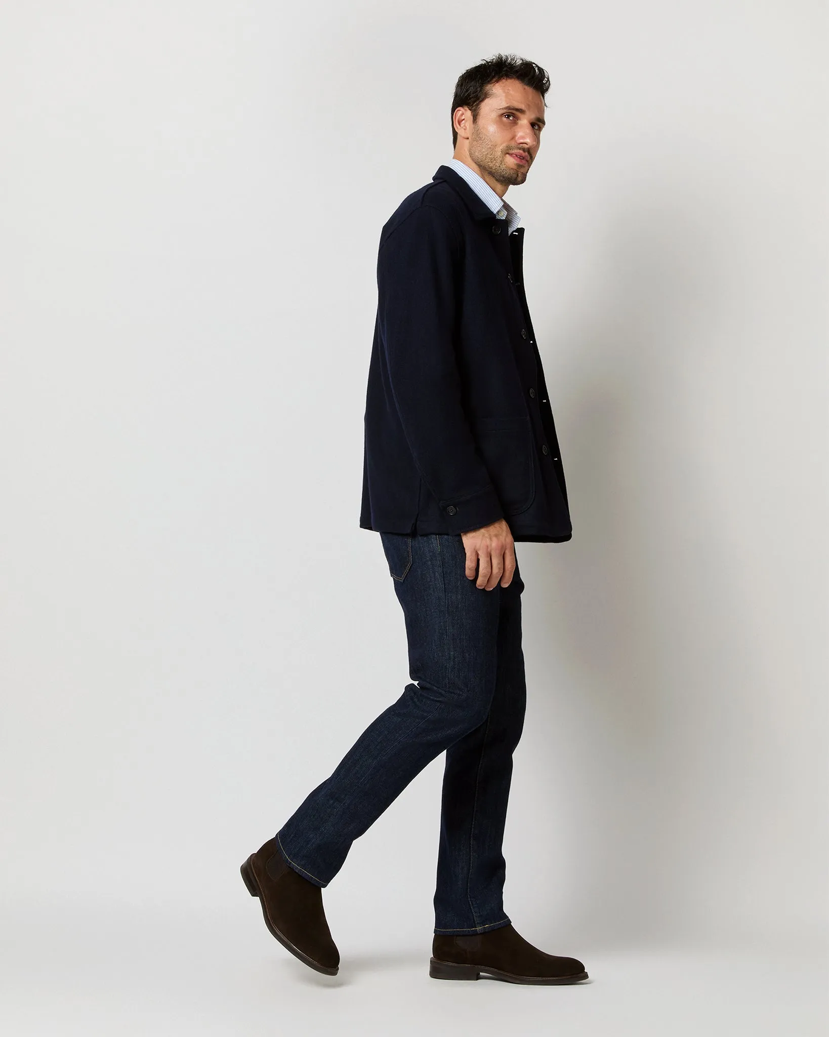 Chore Jacket in Navy Wool Melton