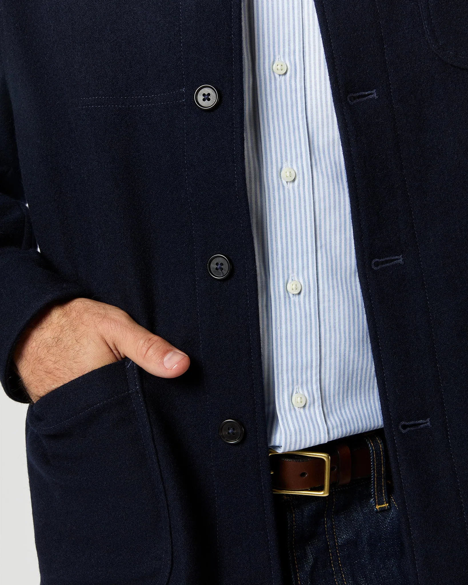 Chore Jacket in Navy Wool Melton