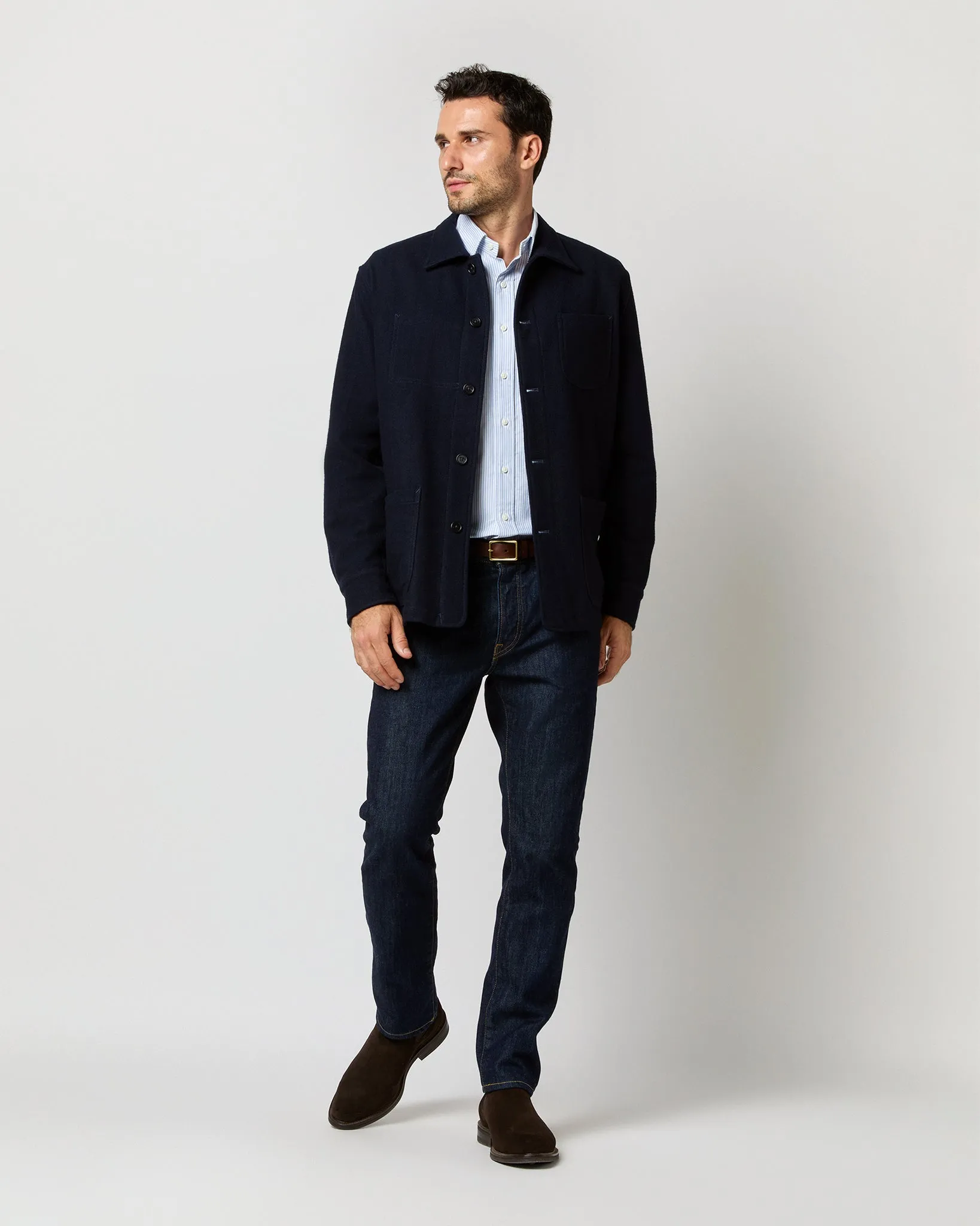 Chore Jacket in Navy Wool Melton