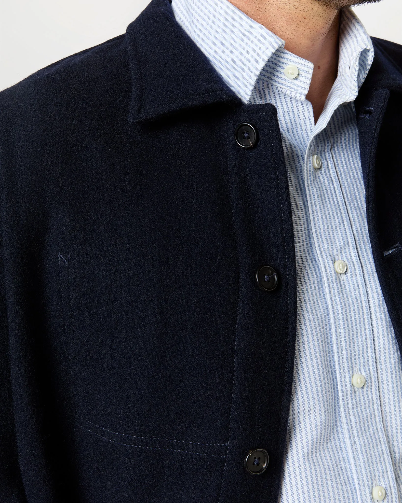 Chore Jacket in Navy Wool Melton