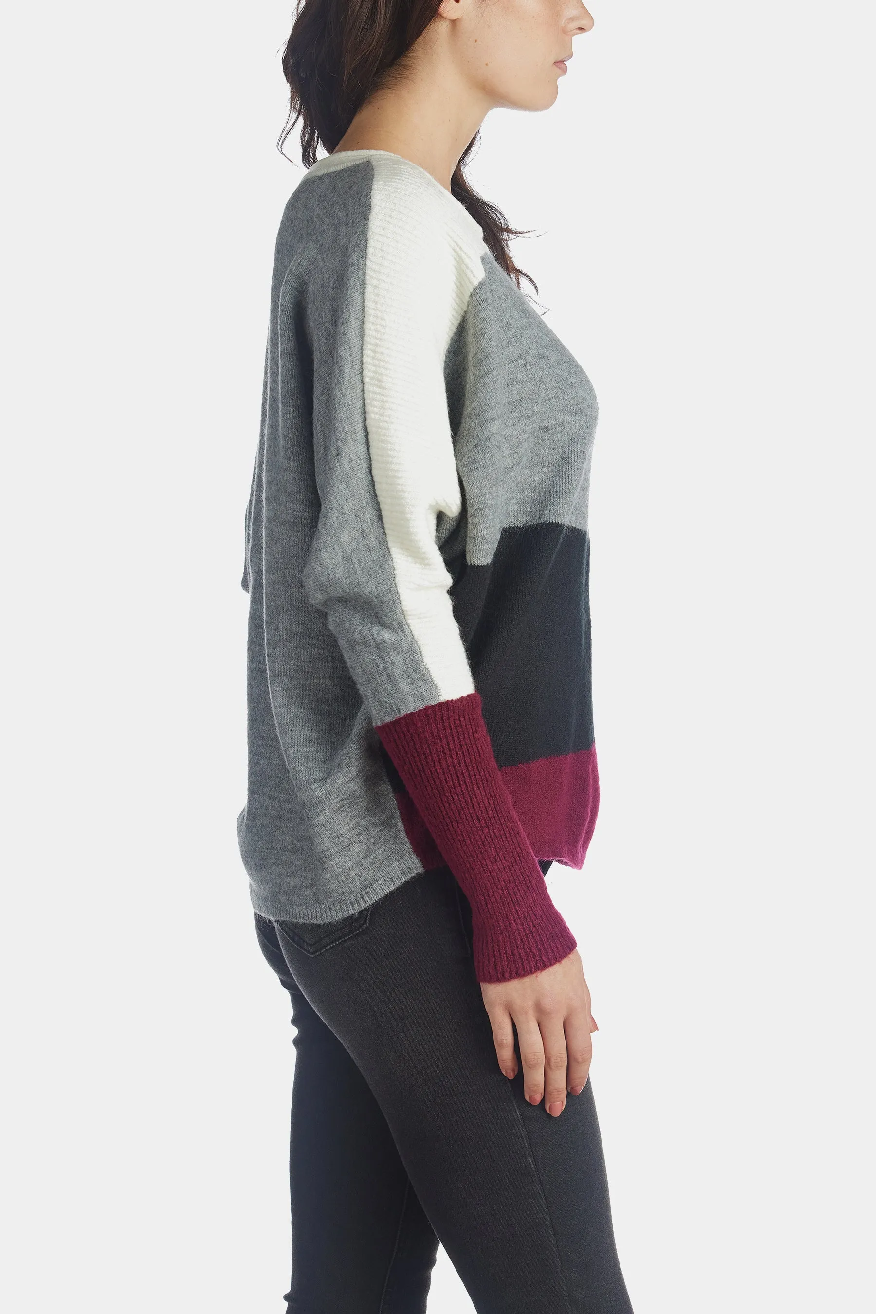 Color Block Crew Neck Sweater