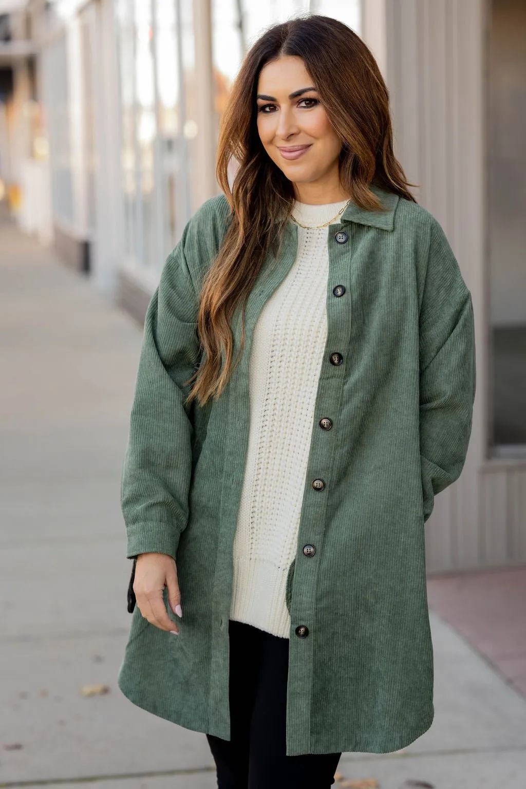 Corded Side Slit Tunic Shacket