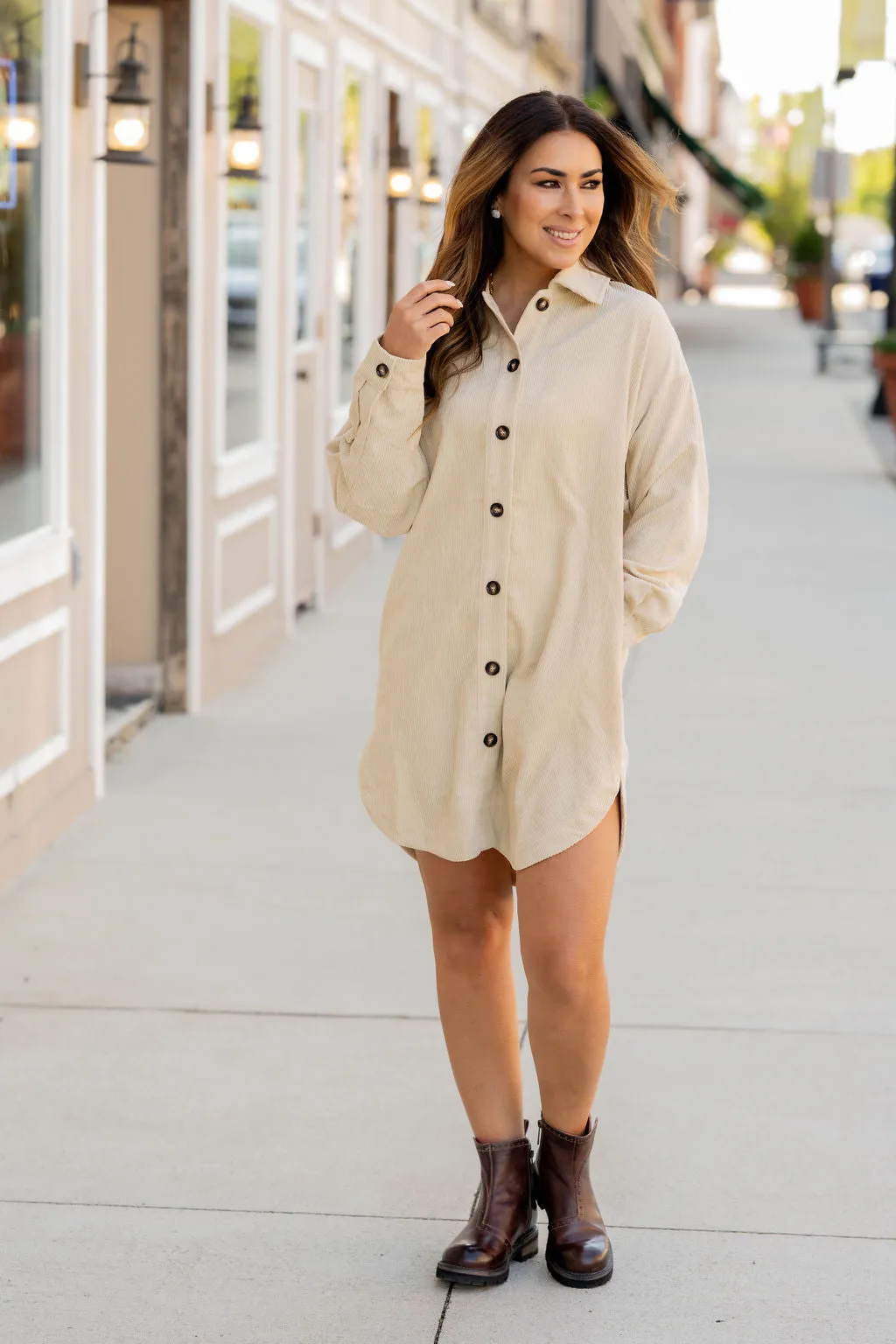 Corded Side Slit Tunic Shacket