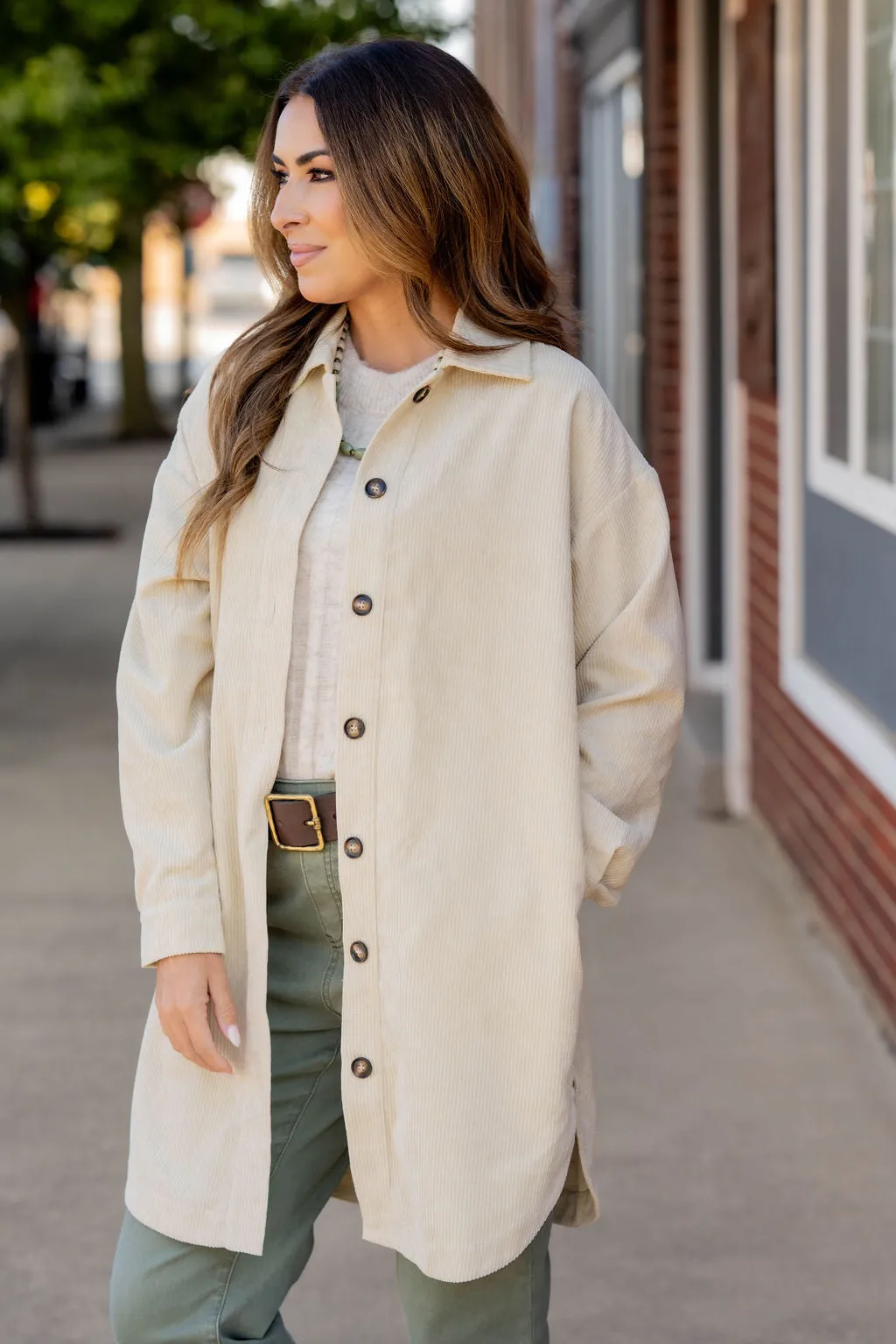 Corded Side Slit Tunic Shacket