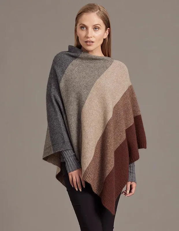 Cosy Colourful Merino Possum Silk Ombre Poncho