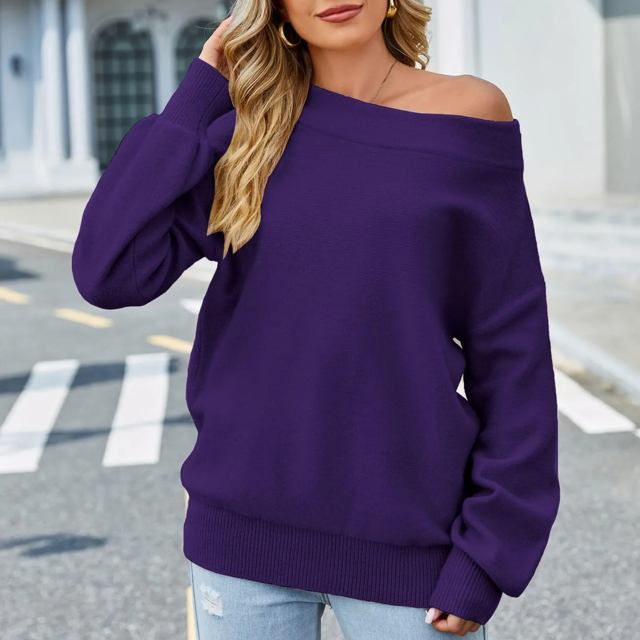 Cozy Monochrome Funnel Neck Long Sleeve Oversized Pullover Sweater