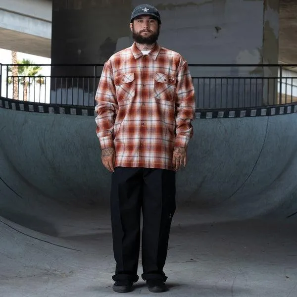 Dickies Skateboarding Ronnie Sandoval Brushed Flannel Shirt Burnt Ombre Plaid