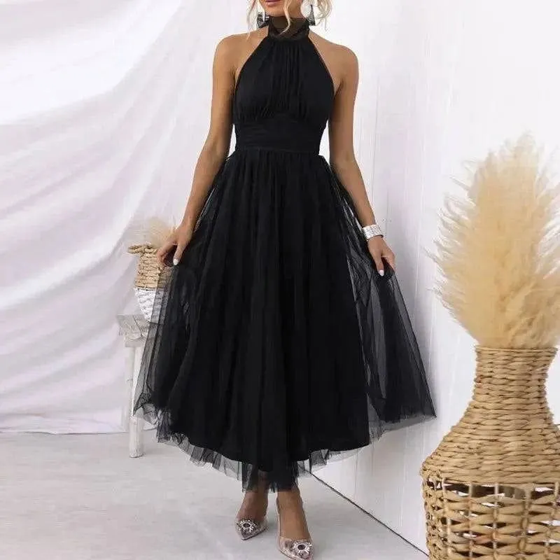 Elegant V-Neck Lantern Sleeve Maxi Dress for Timeless Fashion