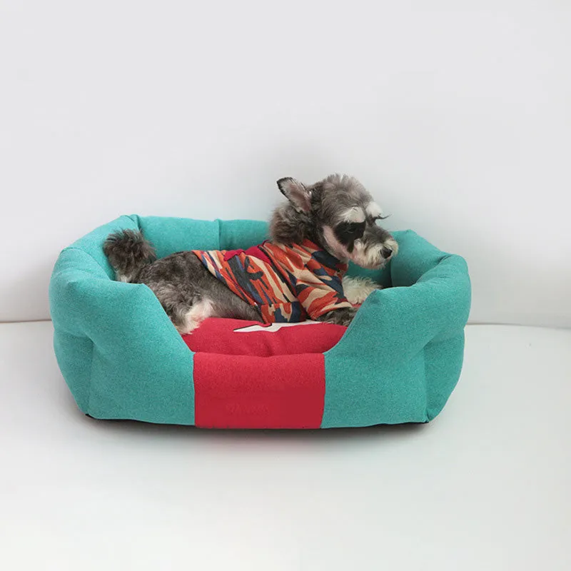 Fashionable All-season Warm Clashing Colours Cushy Dog Bed