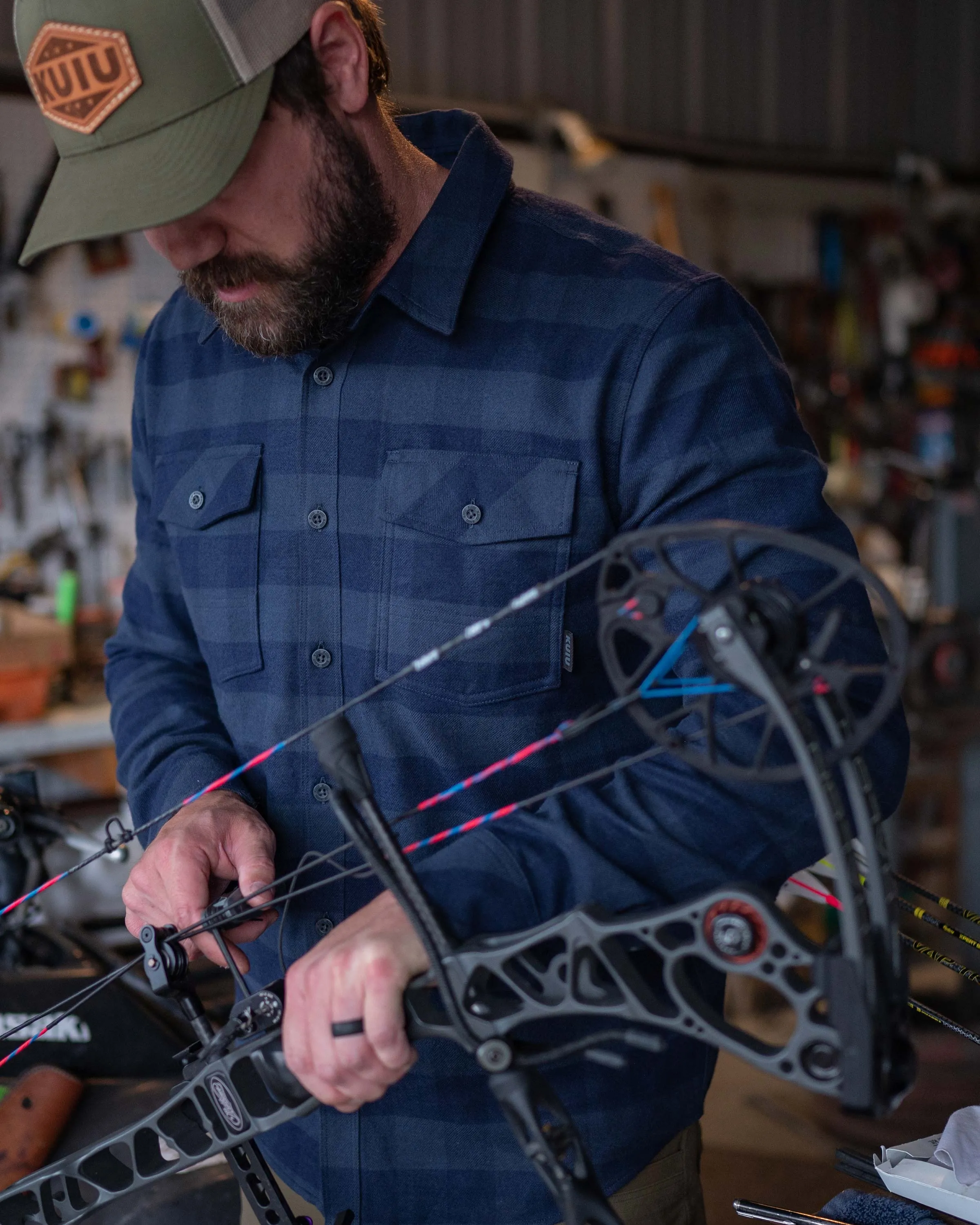 Field Flannel Shirt | Steel Blue Buffalo Check