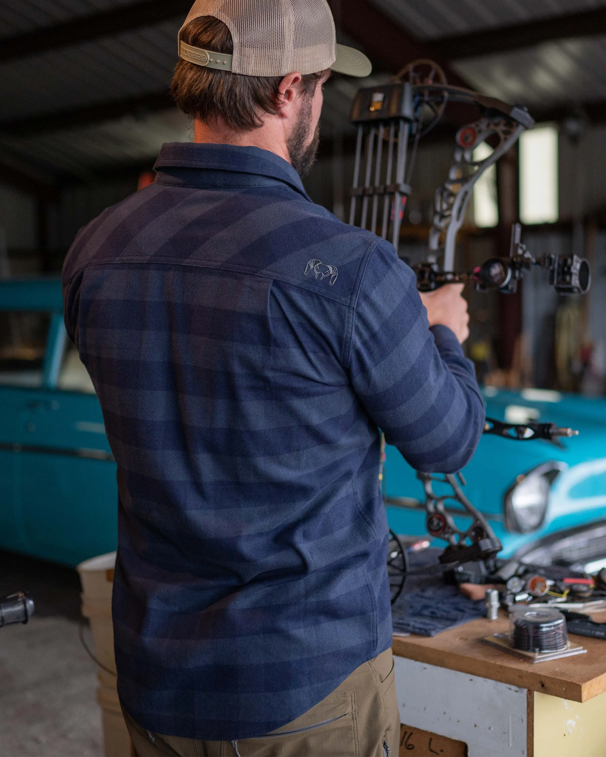 Field Flannel Shirt | Steel Blue Buffalo Check