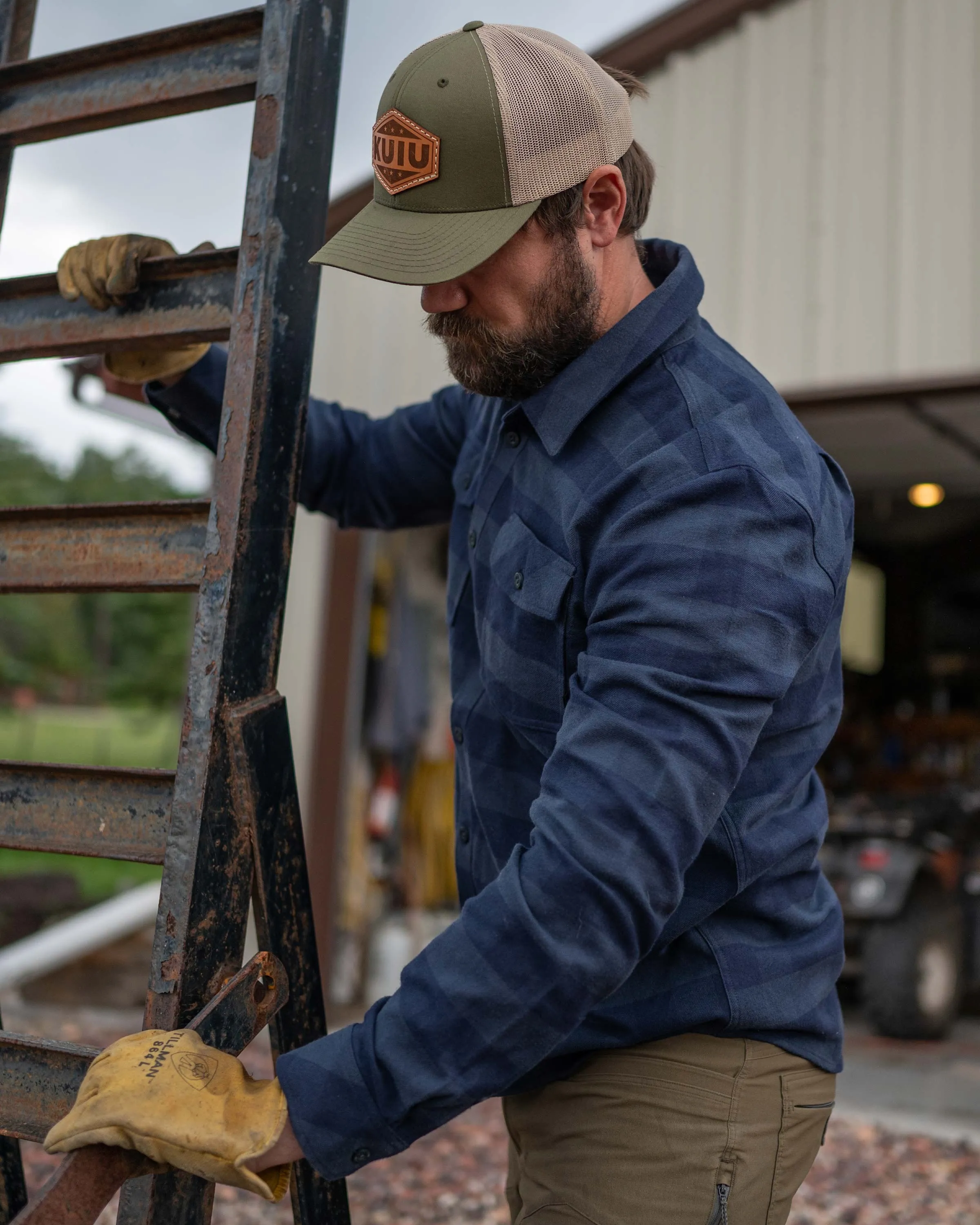 Field Flannel Shirt | Steel Blue Buffalo Check