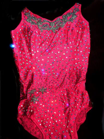 GORGEOUS VINTAGE GLAMOUR GIRL BRILLIANTLY SPARKLING RHINESTONE ENCRUSTED SWIMSUIT IN SCARLET PAGEANT SWIMSUIT - PERFECT FOR VIVA LAS VEGAS