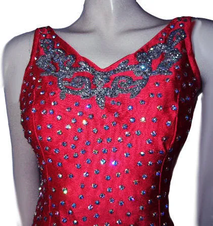 GORGEOUS VINTAGE GLAMOUR GIRL BRILLIANTLY SPARKLING RHINESTONE ENCRUSTED SWIMSUIT IN SCARLET PAGEANT SWIMSUIT - PERFECT FOR VIVA LAS VEGAS