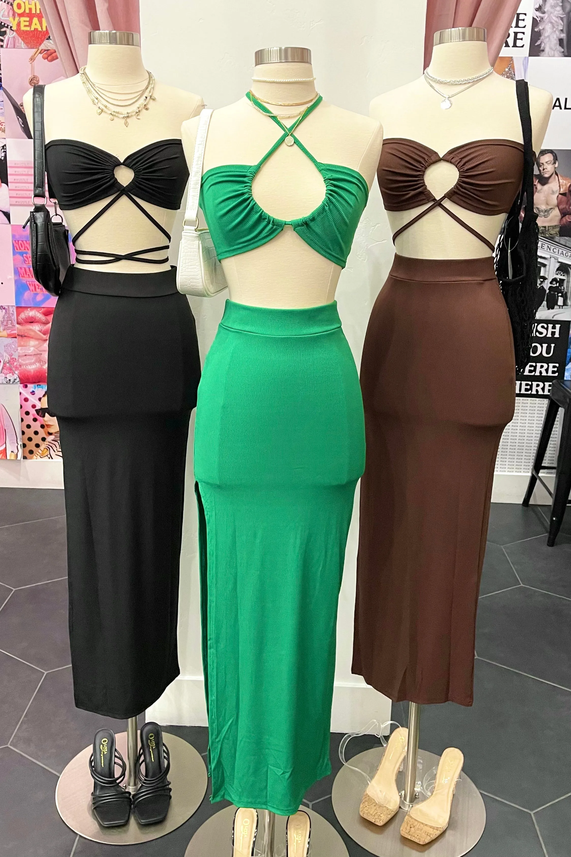 Ibiza Maxi Skirt Set (Brown)