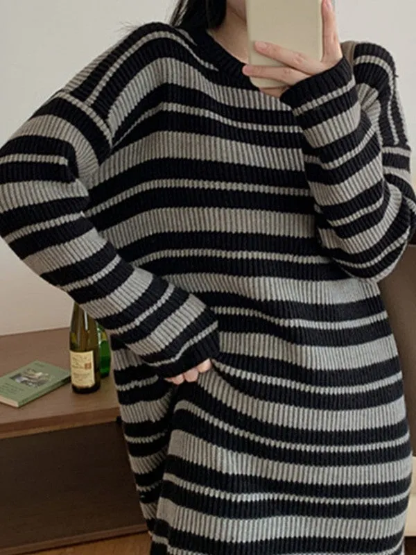 Knitted Stripe Long Trendy Sleeve Bolero Top