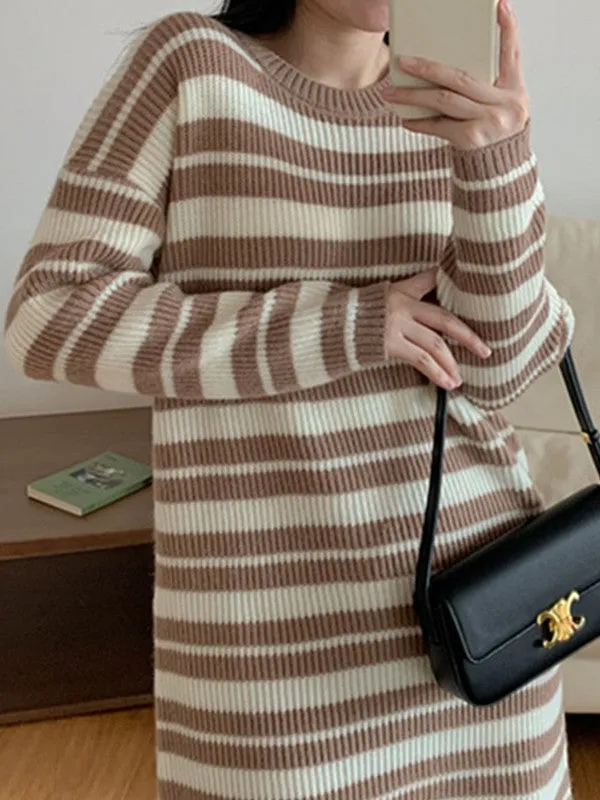 Knitted Stripe Long Trendy Sleeve Bolero Top