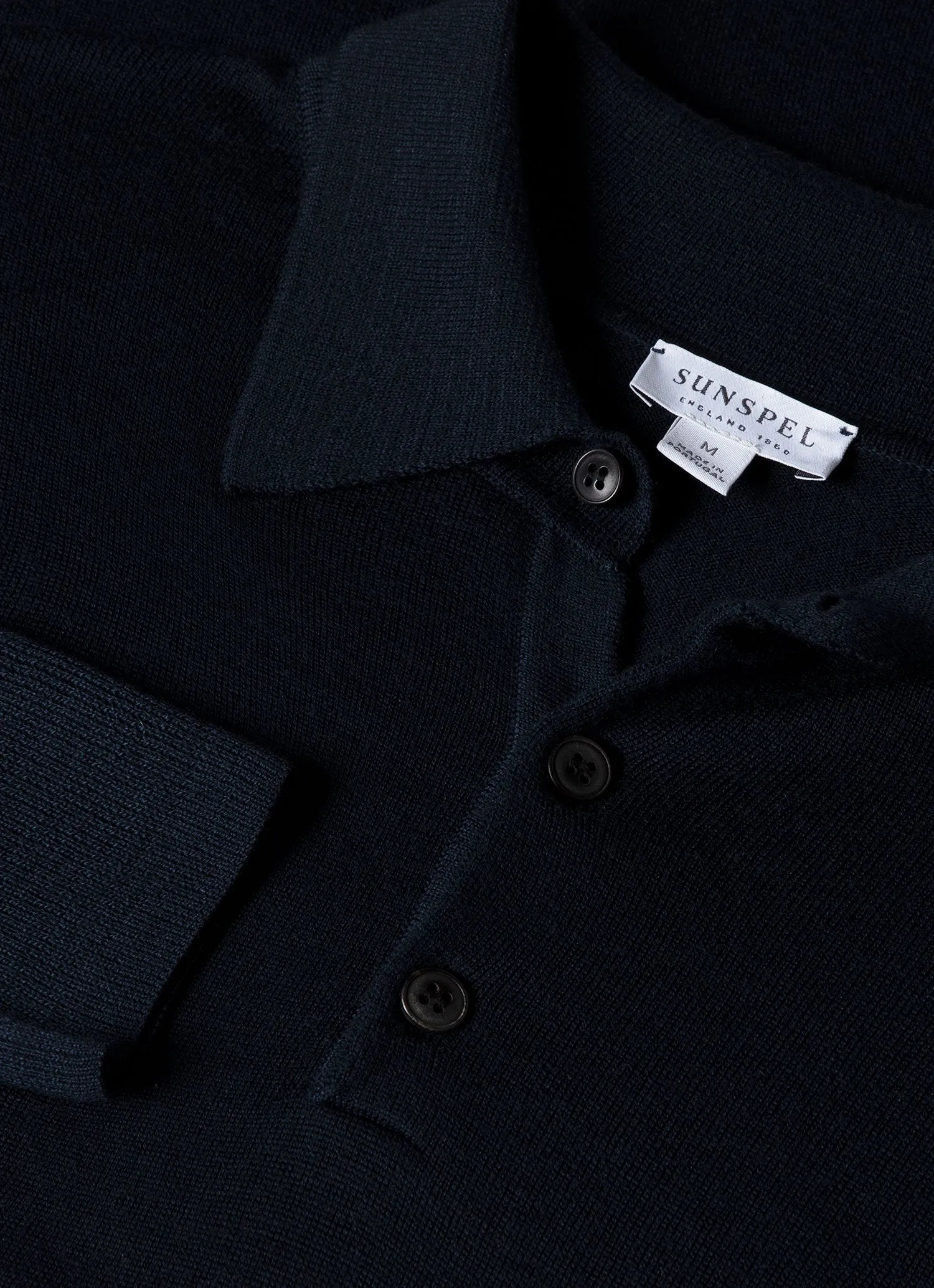 Men's Extra-Fine Merino Polo Shirt in Light Navy