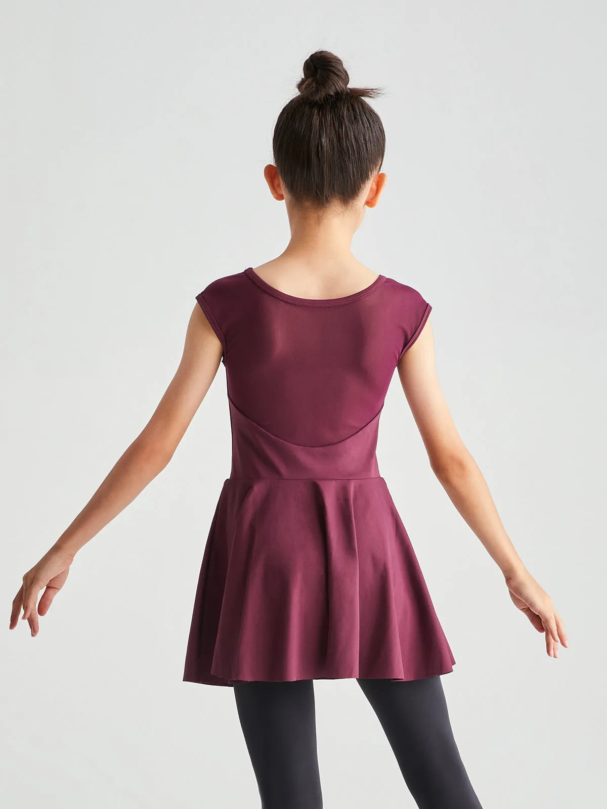 Mesh Back Cap Sleeve Skirted Leotard