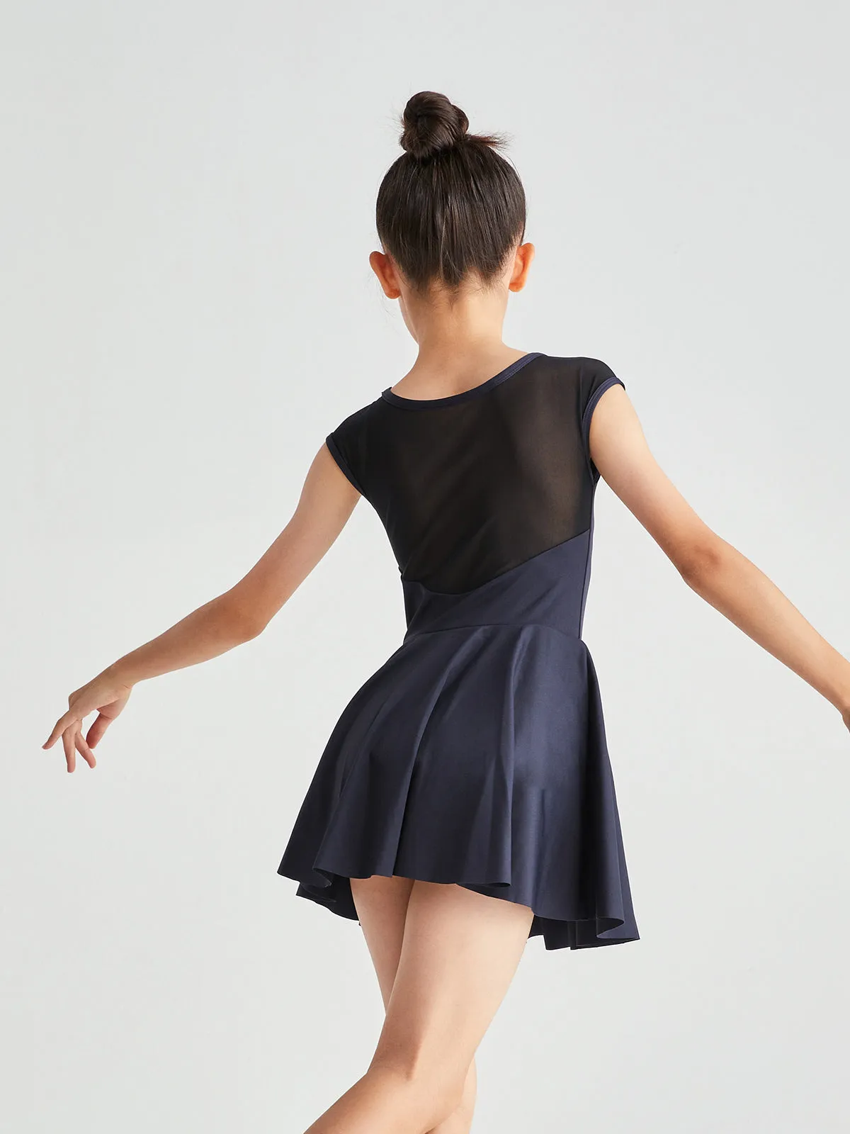 Mesh Back Cap Sleeve Skirted Leotard