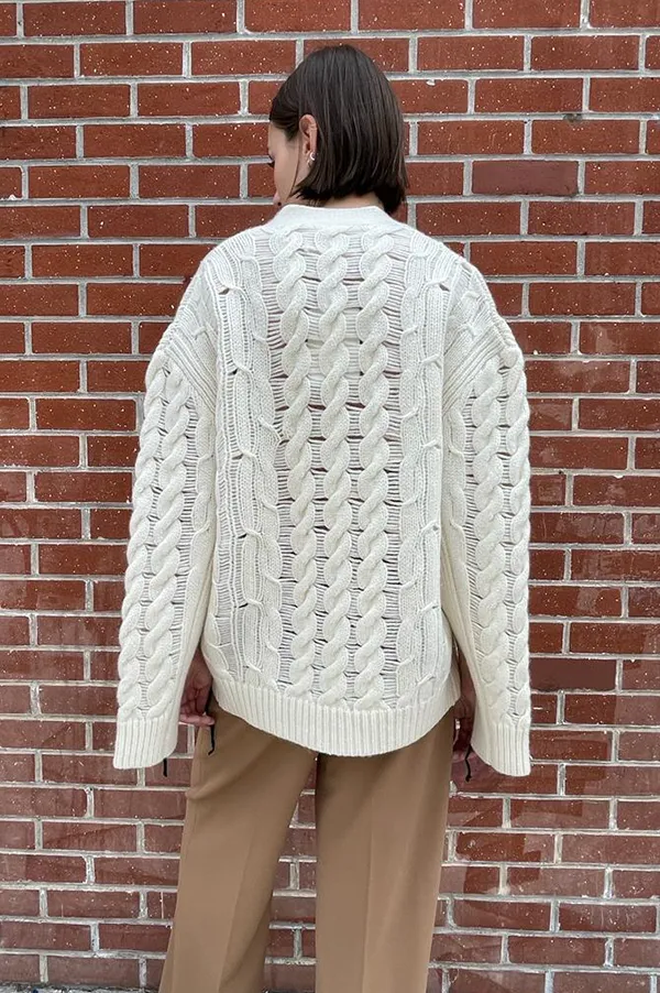 Oversized Aran Cardigan in Ivory (Sold Out)