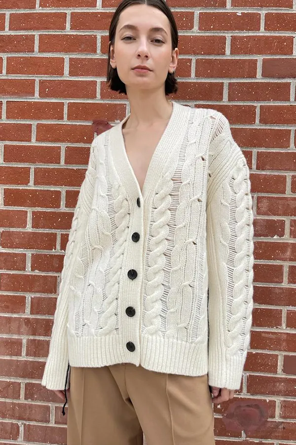 Oversized Aran Cardigan in Ivory (Sold Out)