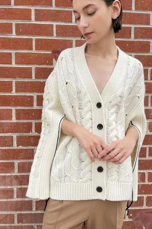 Oversized Aran Cardigan in Ivory (Sold Out)