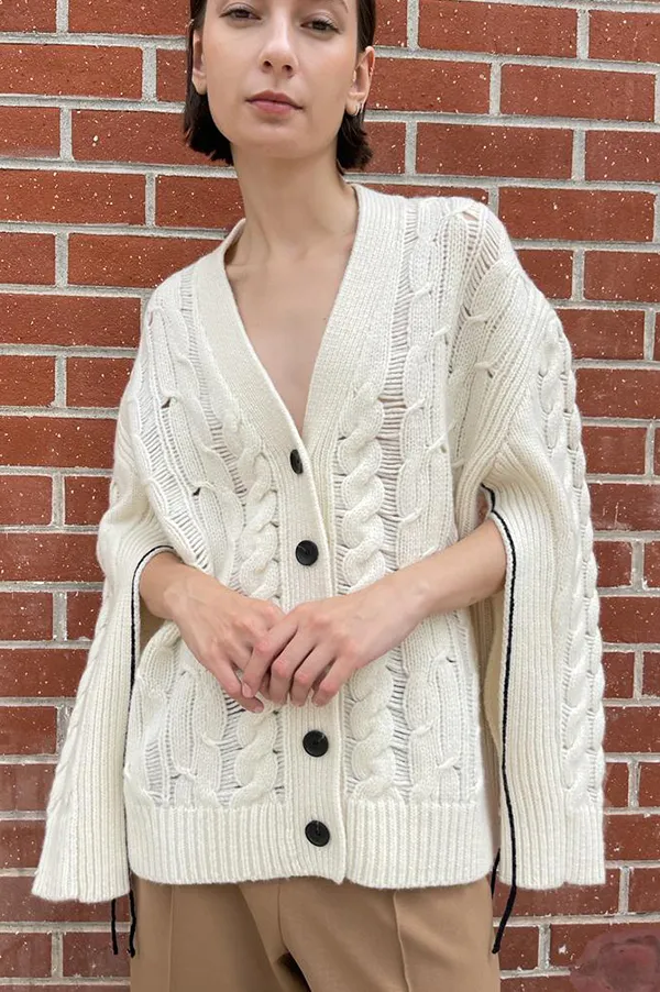 Oversized Aran Cardigan in Ivory (Sold Out)