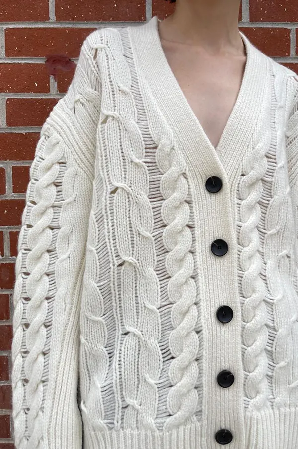 Oversized Aran Cardigan in Ivory (Sold Out)