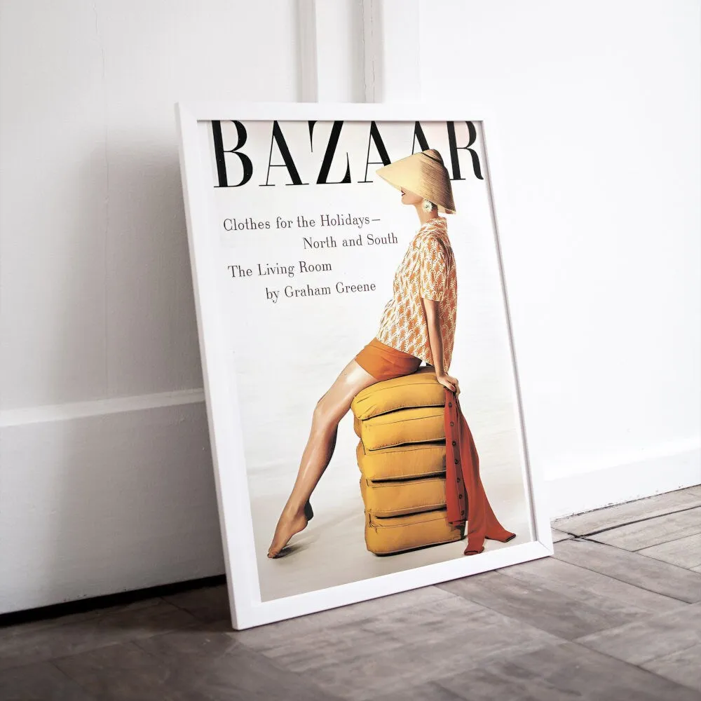 Set Of 6 Vintage Bazaar Covers INSTANT DOWNLOAD Art Prints, Vintage Magazine Cover, Glamour Art, Fashion Wall Art, Beige Wall Art