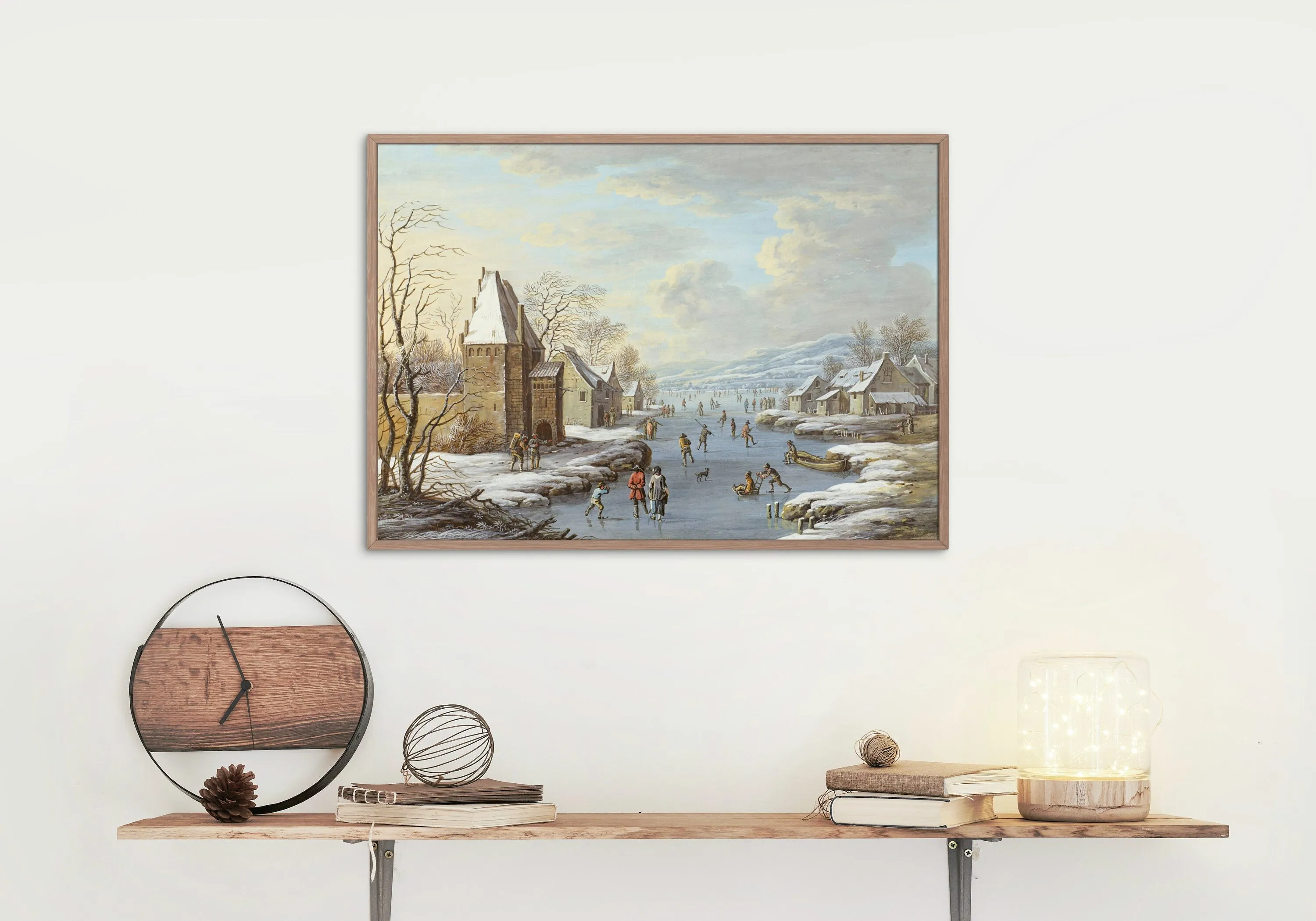 Small Village In Winter Horizontal Wall Art PRINTABLE ART, Winter Scene Wall Art, Antique Christmas, Cozy Prints, Vintage Wall Art